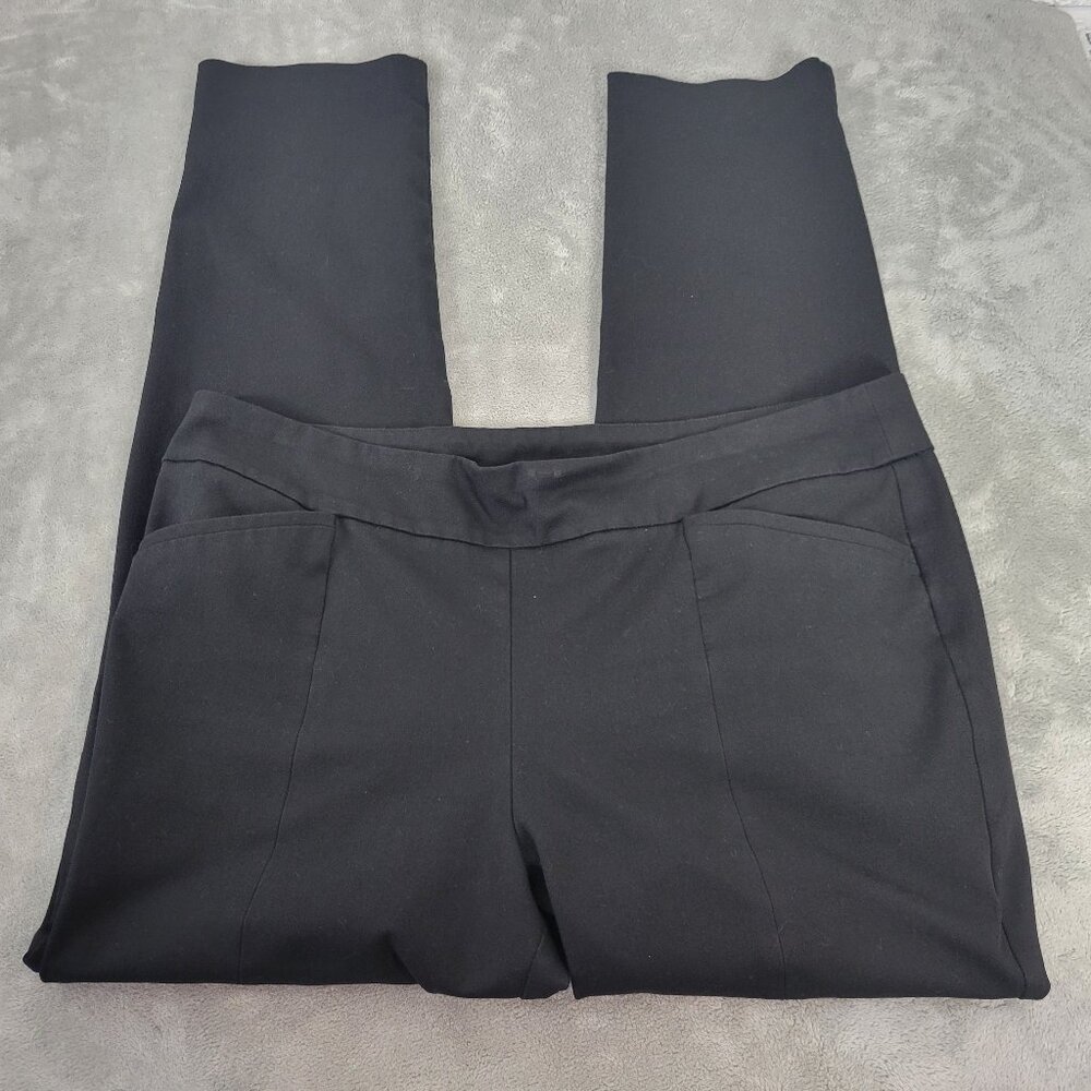 Chicos Pants XL 18 Tall Black Dress Pants Slimming Pull On Elastic Waist BLA140E